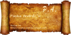 Paska András névjegykártya